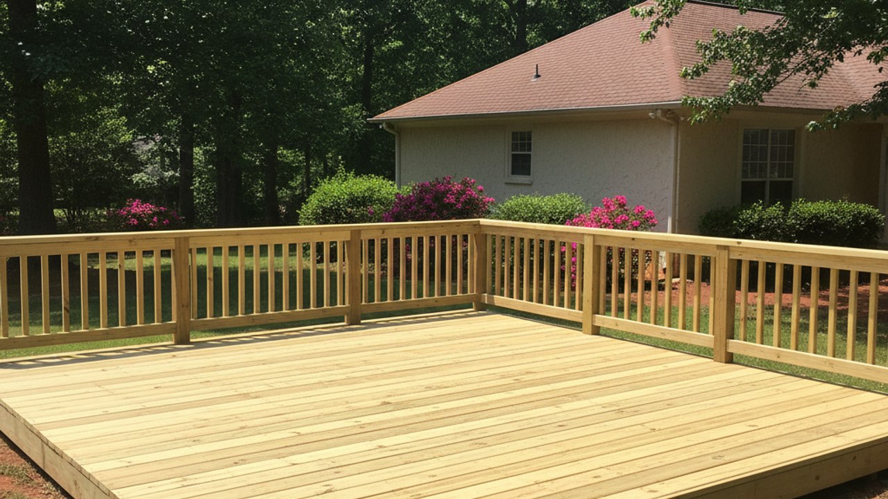Majestic Deck Solutions crew working on a home